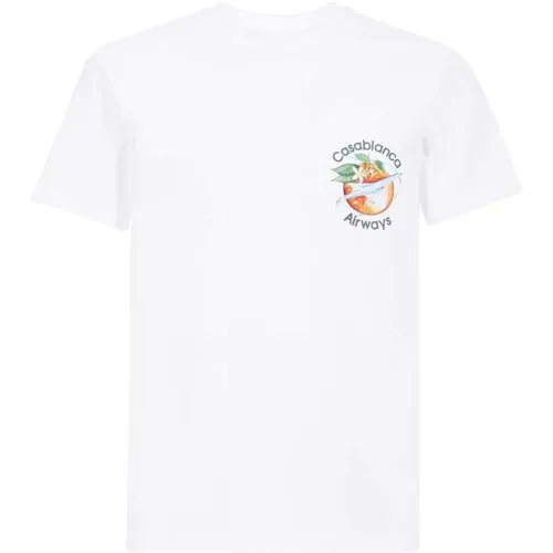 Bedrucktes Logo T-Shirt - Weiß , Herren, Größe: L - Casablanca - Modalova