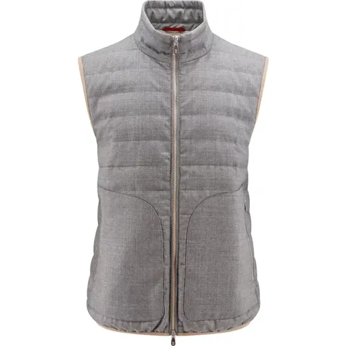Grey Wool Down Jacket , male, Sizes: M, S - BRUNELLO CUCINELLI - Modalova