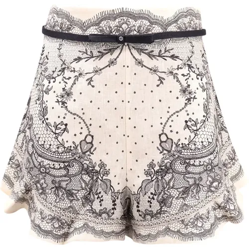 Hohe Taille Leinen Shorts mit Gürtel , Damen, Größe: XS - Zimmermann - Modalova