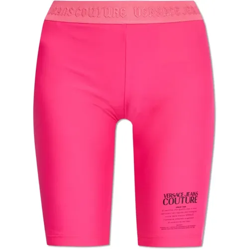 Kurze Leggings mit Logo , Damen, Größe: S - Versace Jeans Couture - Modalova