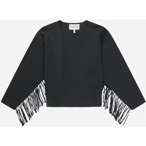 Knit Sweater with Fringes , female, Sizes: M, L, S - Munthe - Modalova