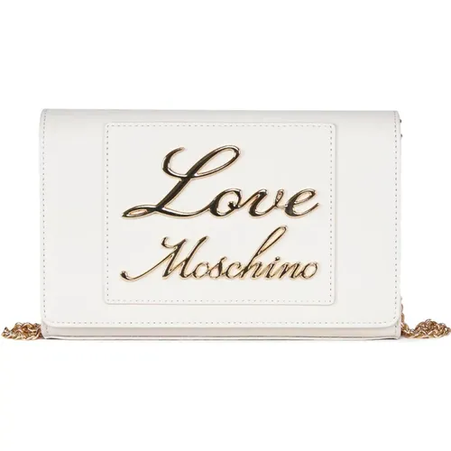 Beige Eco-Leather Crossbody Bag , female, Sizes: ONE SIZE - Love Moschino - Modalova