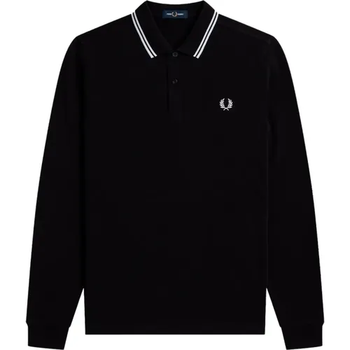 Gestreiftes Langarm-Poloshirt , Herren, Größe: M - Fred Perry - Modalova