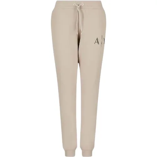 Sporty Cotton Sweatpants Elastic Waistband Logo , female, Sizes: L - Armani Exchange - Modalova