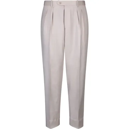 White Wool Trousers Double Pences , male, Sizes: XL - Brioni - Modalova