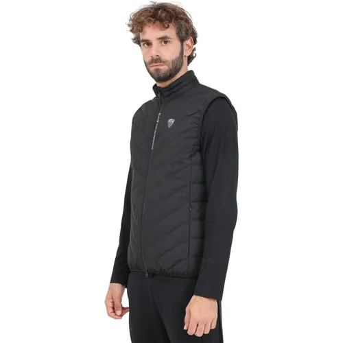 Schwarze Gesteppte Herrenweste , Herren, Größe: XL - Emporio Armani EA7 - Modalova