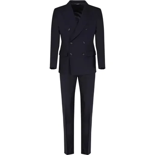 Blue Wool Martini Suit , male, Sizes: XL - Dolce & Gabbana - Modalova