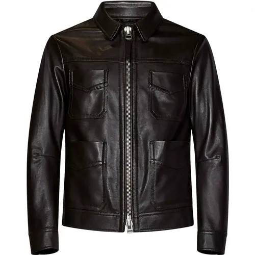 Leather Blouson Jacket , male, Sizes: L, M - Tom Ford - Modalova