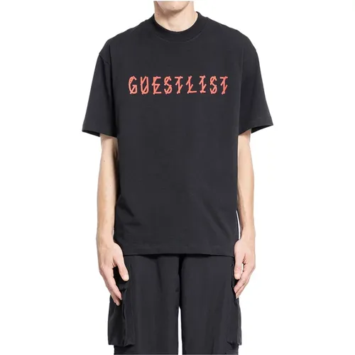 Round Neck Tee with Guestlist Print , male, Sizes: M, S - 44 Label Group - Modalova