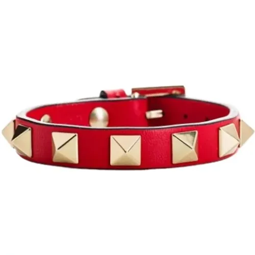 Rotes Leder Rockstud Armband - Valentino - Modalova