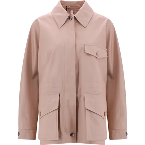 Beige Ss23 Women`s Cotton Jacket with Hidden Closure , female, Sizes: 5XL - Burberry - Modalova