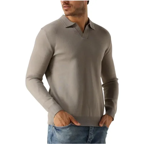 Taupe Strickpolo808 Stylischer Polo , Herren, Größe: M - Pure Path - Modalova