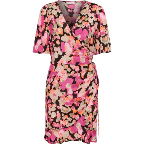 Wrap Dress Pink Melon Flower , female, Sizes: XL - Kaffe - Modalova