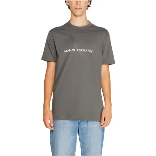 Graues Baumwoll Herren Herbst/Winter T-Shirt - Armani Exchange - Modalova