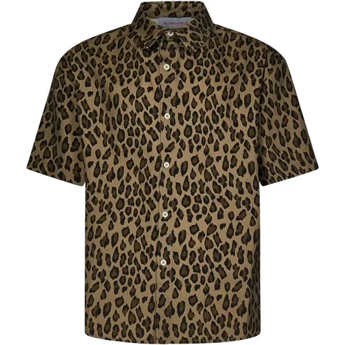 Beige Spotted Print Shirt , male, Sizes: S, L, M, XL - Bluemarble - Modalova