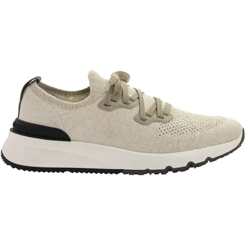 Cotton Chiné Knit Runners Sneakers , male, Sizes: 9 UK, 10 UK, 6 UK, 8 UK, 7 UK - BRUNELLO CUCINELLI - Modalova