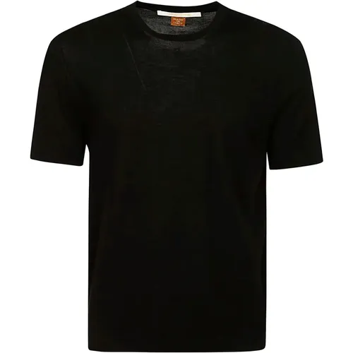 Schwarzes Halbärmeliges Leichtes T-Shirt - Hindustrie - Modalova