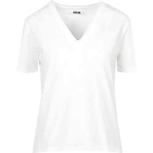 Grifoni Weißes V-Ausschnitt T-Shirt - Mauro Grifoni - Modalova