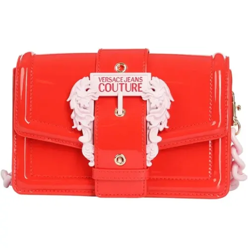 Rote Glänzende Damenhandtasche mit Verstellbarem Riemen - Versace Jeans Couture - Modalova