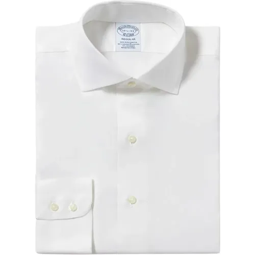 Weißes Regular-Fit Non-Iron Stretch Baumwollhemd mit englischem Spreizkragen , Herren, Größe: XS - Brooks Brothers - Modalova