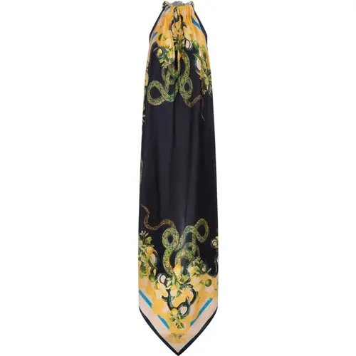 Silk Snake Print Dress , female, Sizes: 2XS, L, M, S - Roberto Cavalli - Modalova
