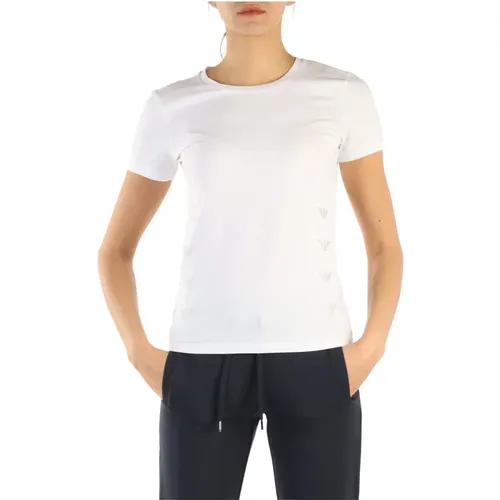 Cotton and Modal Logo Print T-shirt , female, Sizes: 2XL - Emporio Armani EA7 - Modalova