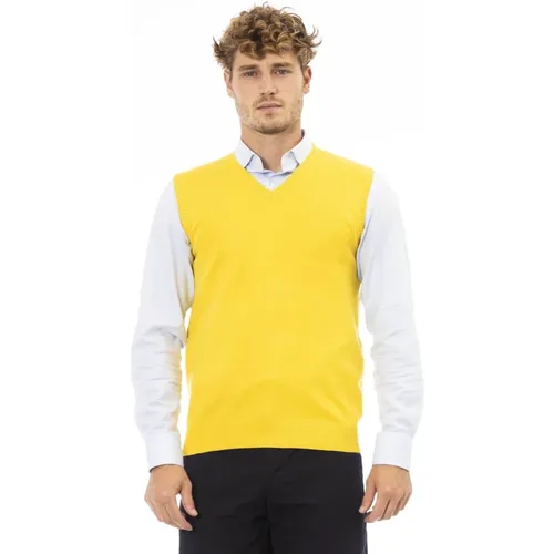 V-neck Knit Vest Regular Fit , male, Sizes: M, L, S - Alpha Studio - Modalova