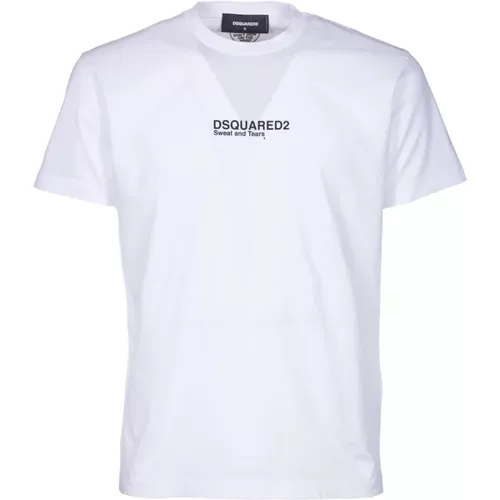 Cotton T-shirt Mini Lettering Print , male, Sizes: M, XL, S - Dsquared2 - Modalova