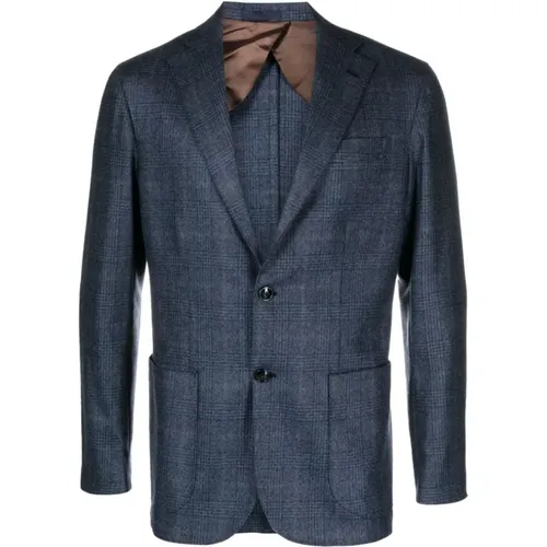 Checked Wool/Cashmere Blazer , male, Sizes: L - Barba - Modalova