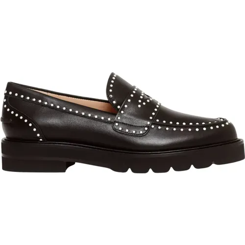 Leather Moccasins with Stylish Studs , female, Sizes: 3 UK - Stuart Weitzman - Modalova