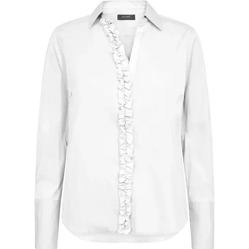 Feminine Satinbluse mit Rüschen , Damen, Größe: XL - MOS MOSH - Modalova