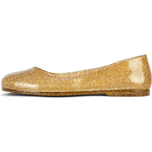 Gold Glitzer Eckige Zehen Flache Schuhe , Damen, Größe: 41 EU - Jeffrey Campbell - Modalova