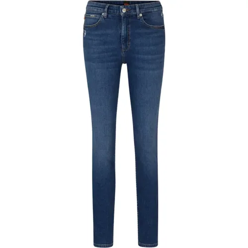 Blaue Denim-Jeans mit Distressed-Finish , Damen, Größe: W28 - Boss - Modalova