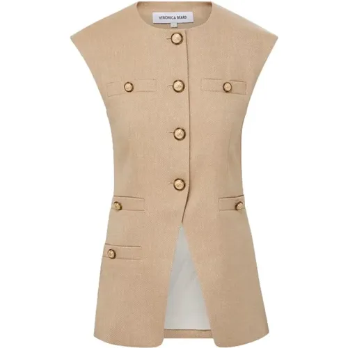 Structured Twill Linen Buttoned Vest , female, Sizes: 2XS, S - Veronica Beard - Modalova