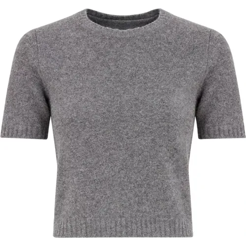 Grey Knitted Sweater Crewneck Ribbed Finish , female, Sizes: M, L, S - Maison Margiela - Modalova