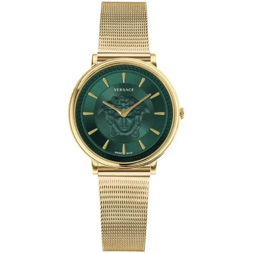 V-Circle Gold Stainless Steel Ladies Watch , female, Sizes: ONE SIZE - Versace - Modalova