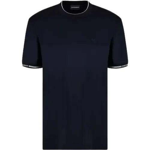 Marineblau LYO Blend T-Shirt , Herren, Größe: 2XL - Emporio Armani - Modalova