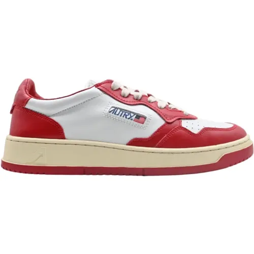 Red Leather Low Top Sneakers , female, Sizes: 11 UK - Autry - Modalova