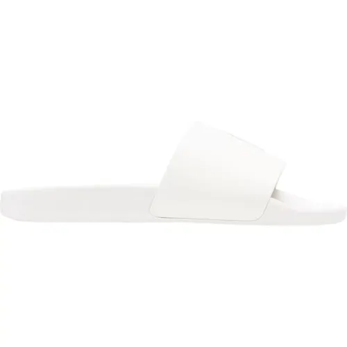 Stilvolle weiße Logo-Print Slip-On Sandalen , Herren, Größe: 43 EU - Ralph Lauren - Modalova