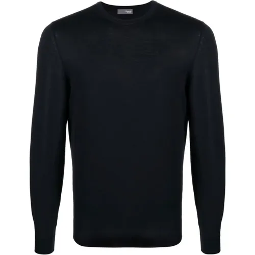 Navy Crew-Neck Sweater für Männer , Herren, Größe: 2XL - Drumohr - Modalova