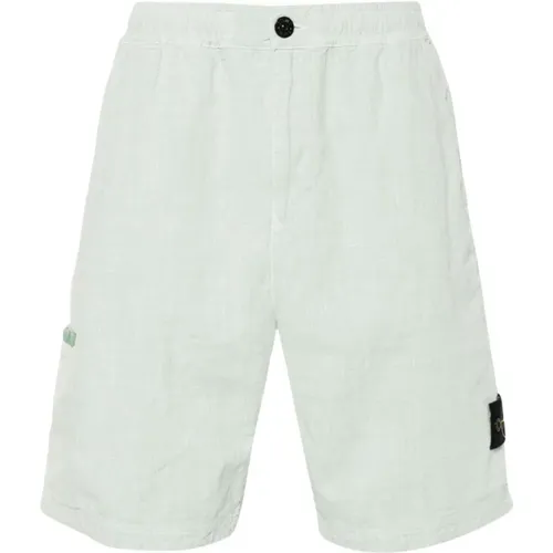 Leinen Nylon Bermuda Shorts Comfort Fit , Herren, Größe: W33 - Stone Island - Modalova