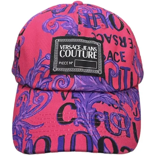 Fuchsia Couture All Over Print Women`s Hat , female, Sizes: ONE SIZE - Versace Jeans Couture - Modalova