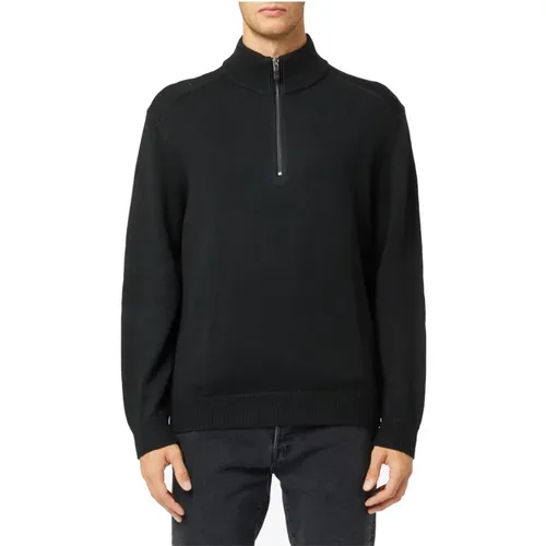 Schwarzer Pullover mit Halbem Reißverschluss , Herren, Größe: S - Armani Exchange - Modalova