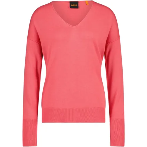 Fine Knit V-Neck Sweater , female, Sizes: M, S, XS, XL, L - Hugo Boss - Modalova
