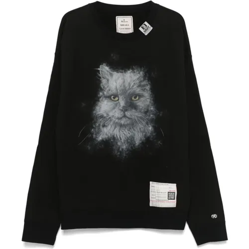 Katzenprint Rundhalsausschnitt Pullover , Herren, Größe: M - Maison Margiela - Modalova