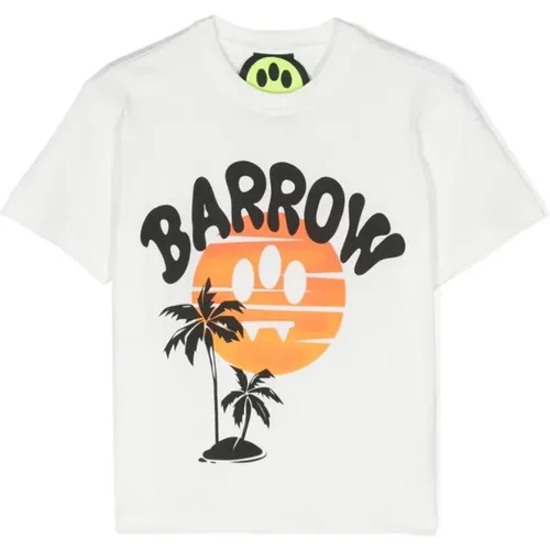 Weiße Baumwoll-T-Shirt mit Logo-Druck und Palmen-Design - Barrow - Modalova