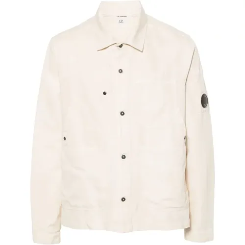 Linen and Cotton Shirt with Lens Motif , male, Sizes: S, L, M, 2XL, XL - C.P. Company - Modalova