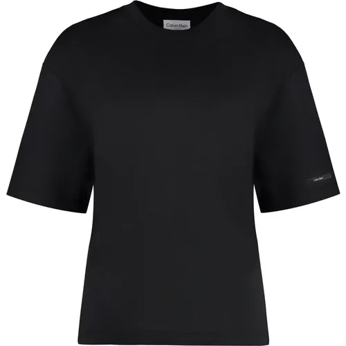 Ribbed crew-neck T-shirt , female, Sizes: L, S, XS, M - Calvin Klein - Modalova