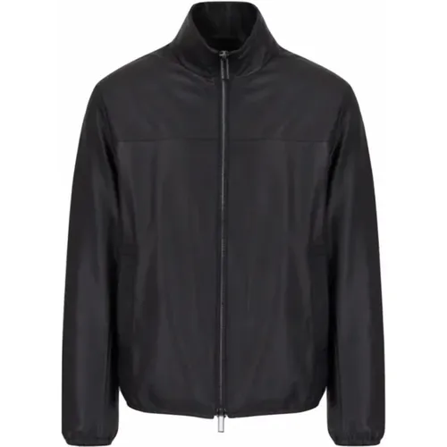 Luxury Lamb Nappa Bomber Jacket , male, Sizes: L - Armani - Modalova