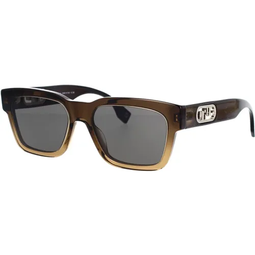 O'Lock Sonnenbrille FE40107I,Quadratische Acetat-Sonnenbrille in Transparentem Braun - Fendi - Modalova